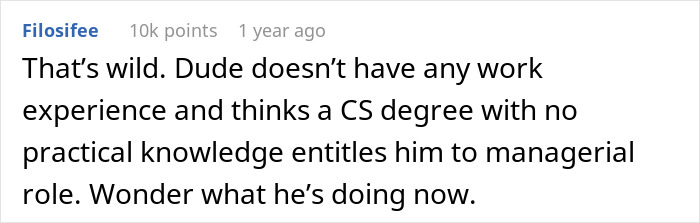 Comment from Filosifee on a forum discussing a man thinking his best friend working as a server is low. Comment from Filosifee on a forum discussing a man thinking his best friend working as a server is low.