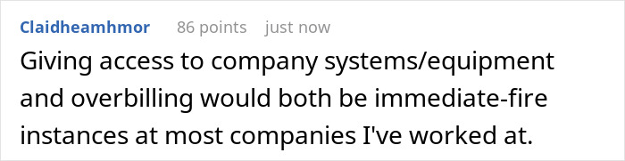 Comment about kid work leading to mother fired due to giving access to company systems and overbilling risks. Comment about kid work leading to mother fired due to giving access to company systems and overbilling risks.