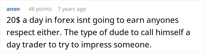 Comment discussing a man thinking his best friend's job as a server is low, highlighting social judgment and money matters. Comment discussing a man thinking his best friend's job as a server is low, highlighting social judgment and money matters.