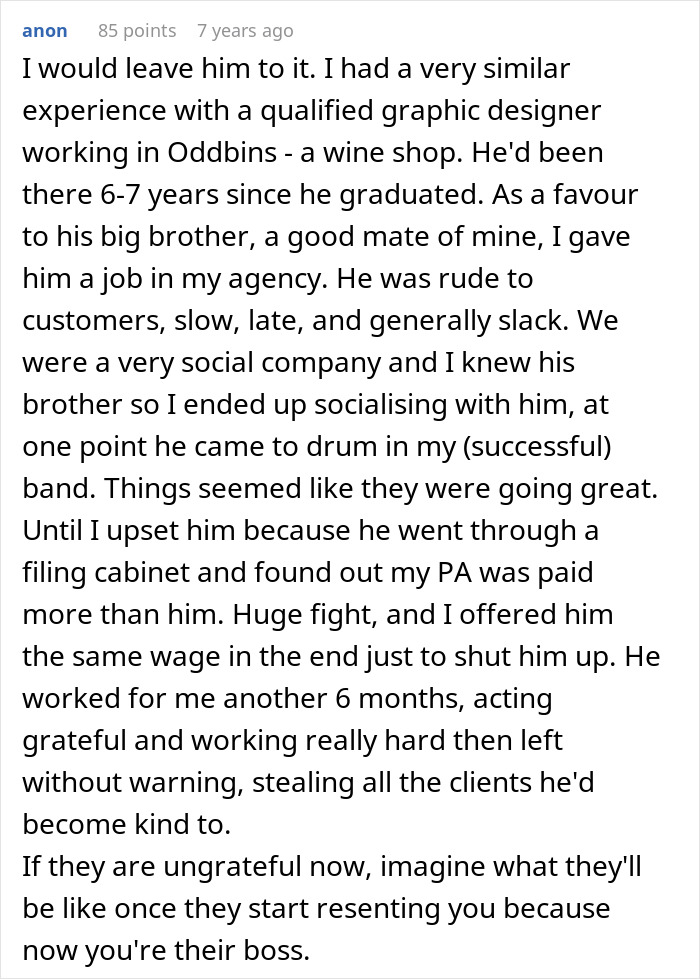 Alt text: Man thinks best friend working as a server is low but struggles with respect and money issues in friendship. Alt text: Man thinks best friend working as a server is low but struggles with respect and money issues in friendship.