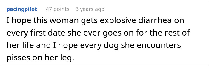 Comment expressing strong dislike for a cheater lady who uses her ex's dog for revenge, opposed by an animal-lover coworker.
