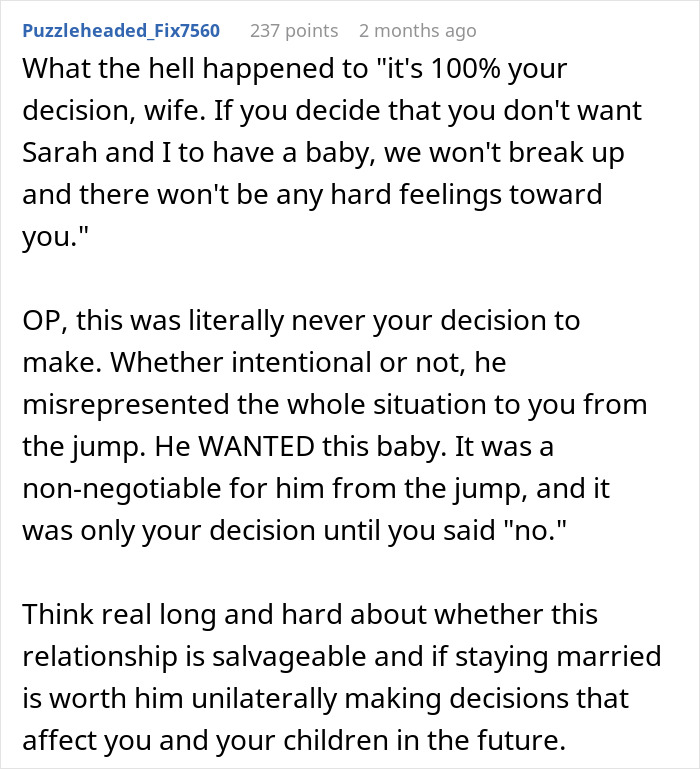 Open Marriage Takes A Wild Turn When Husband&rsquo;s GF Asks For A Baby, Wife Gives Him An Ultimatum