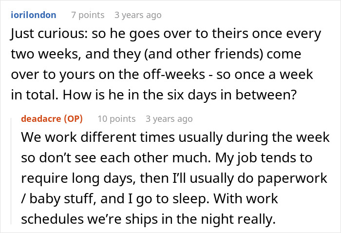 Screenshot of a Reddit conversation about husband neglecting pregnant wife after choosing his chosen family over her.