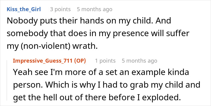 Commenter explains standing up when a teacher grabs kids, highlighting a mom called out for it incident.