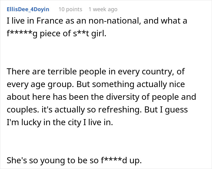 Reddit comments discussing a GF's racist thing and the expectation for her boyfriend to forgive her.