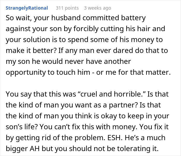 Mean Guy Punishes Teen Stepson By Cutting His Long Hair, Wife "Punishes" His Credit Card In Return