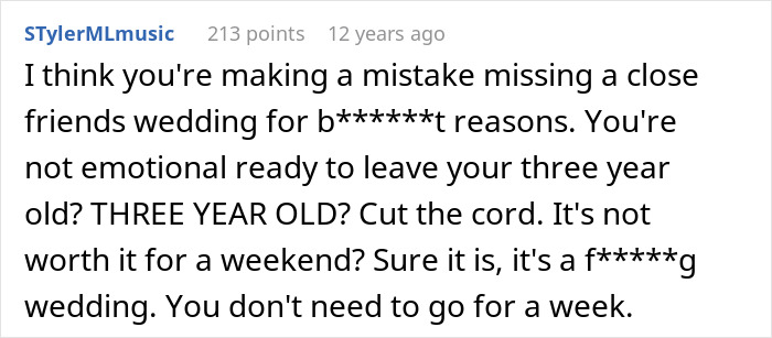 Mom RSVPs ‘No’ To Childfree Wedding An 12-Hour Flight Away, Bride Takes It Personally Mom RSVPs ‘No’ To Childfree Wedding An 12-Hour Flight Away, Bride Takes It Personally