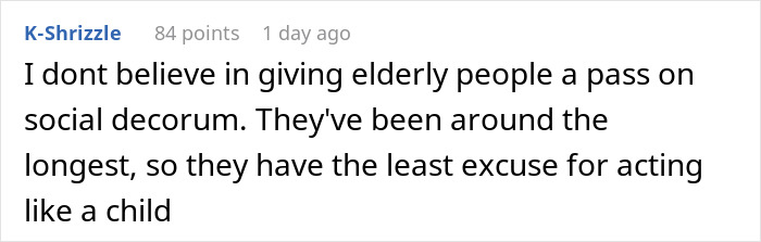Comment about elderly social decorum and behavior, related to a man missing doctor&rsquo;s appointment after parking fight involving police.