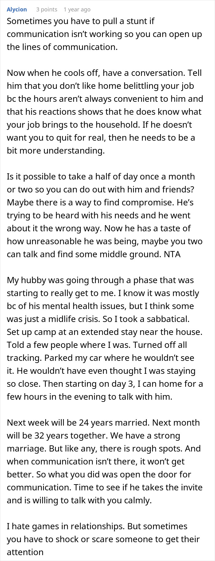 Reddit post discussing how a woman decides to quit the marriage after her husband's repeated disrespect.