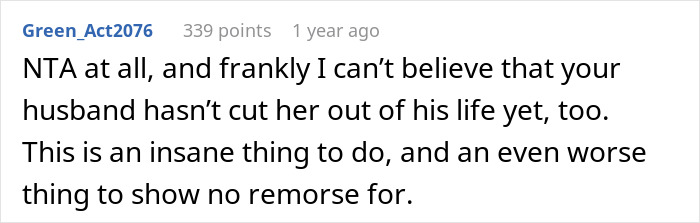 Reddit comment on MIL drama, discussing the user's husband and a "different house" scenario.