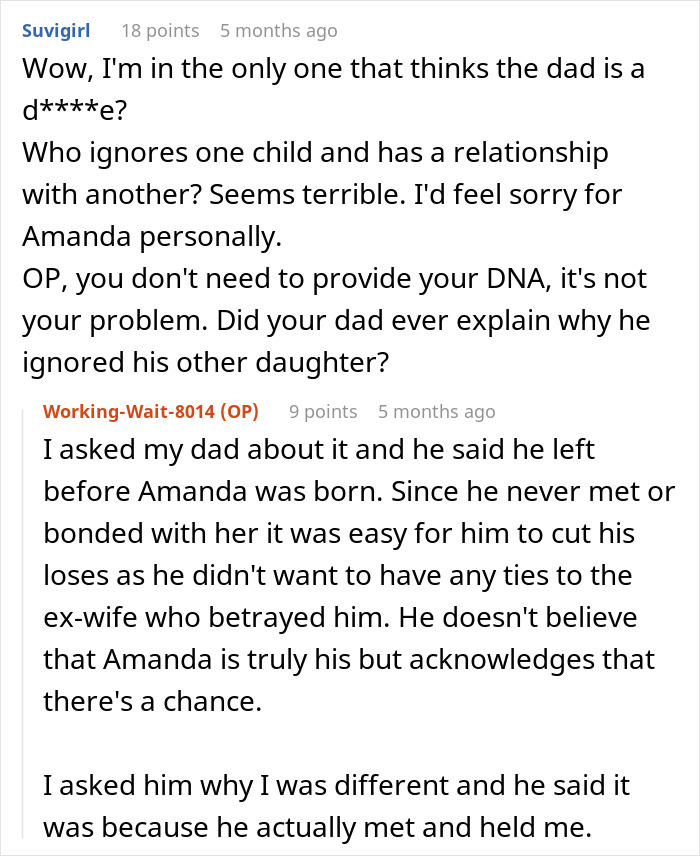 Online discussion reveals confusing and wild family dynamics involving DNA tests and disputes over child support payments.