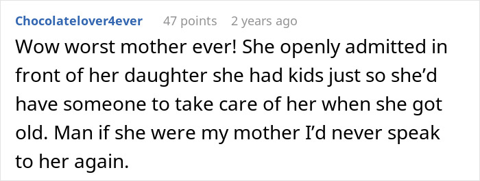 Commenter expressing anger at toxic MIL who refuses to leave and claims son-in-law owes her lifelong housing.