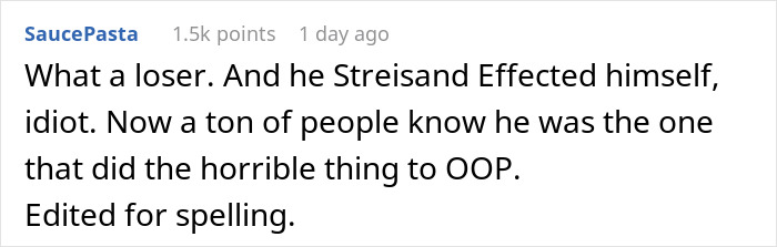 Screenshot of a social media comment criticizing someone involved in ex-BF trauma and stalking incident.