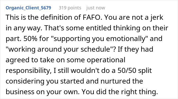 Greedy Partner Wants A 50/50 Stake In A Company They Didn&rsquo;t Build, Ends Up With 0% And A Breakup
