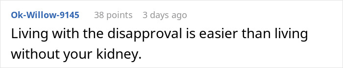 Screenshot of a comment discussing a man refusing to donate a kidney to his 77-year-old dad to keep Frankenstein&rsquo;s monster alive.