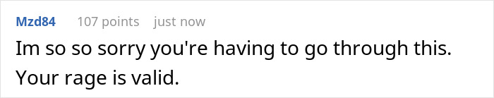 A comment offering sympathy: "Im so so sorry you're having to go through this. Your rage is valid." Relevant to husband house hoarder finances.