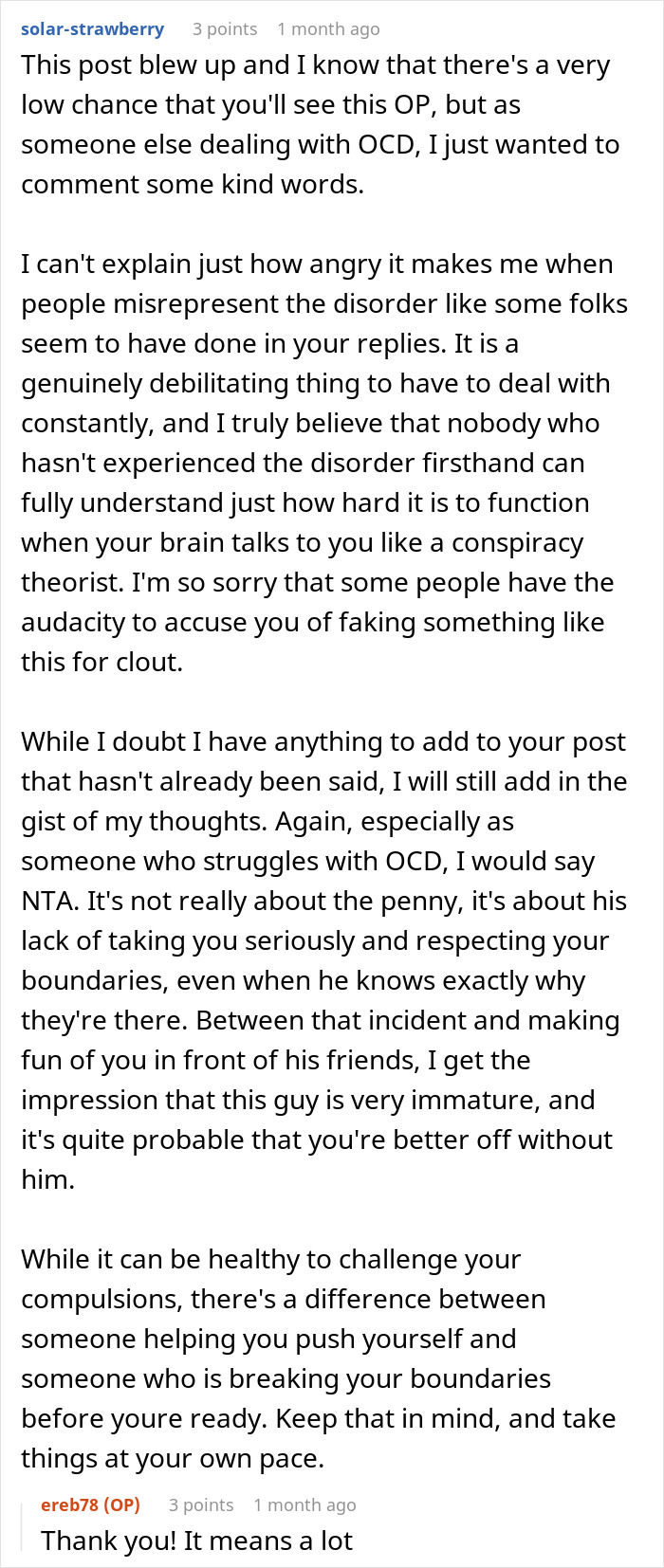Woman ends relationship over one cent, feeling liberated and empowered by setting boundaries and respect.