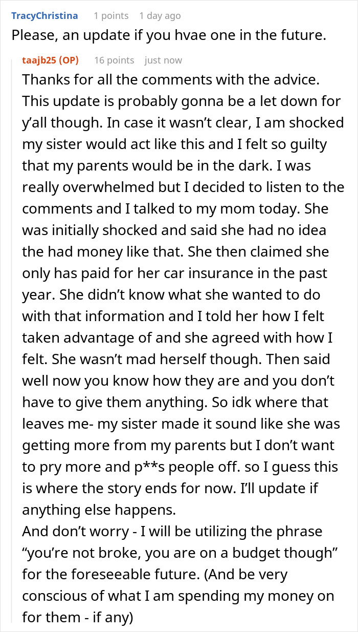Couple Cry Poor For Years, But Expect Lavish $500 Gifts And Expenses Paid, Sis Finds Out The Truth
