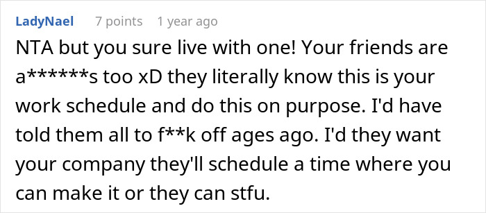 A Reddit comment advises a woman to quit her job, marriage, and friends who disrespect her.