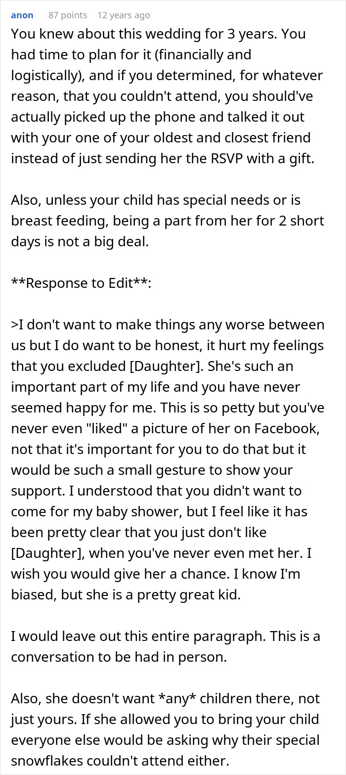 Mom RSVPs ‘No’ To Childfree Wedding An 12-Hour Flight Away, Bride Takes It Personally Mom RSVPs ‘No’ To Childfree Wedding An 12-Hour Flight Away, Bride Takes It Personally