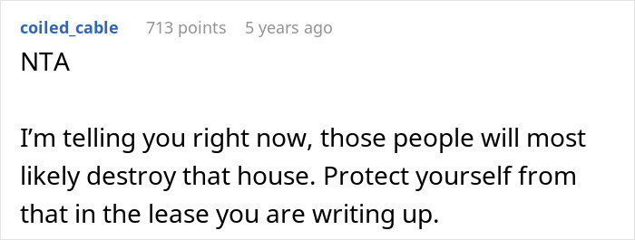 Comment warning about protecting inheritance property from potential damage by mooching stepmom in an online discussion.