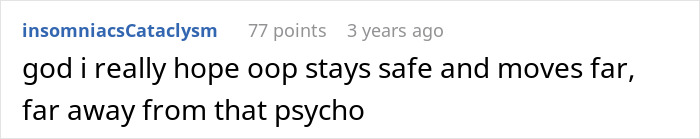 Comment on Reddit expressing hope that a user stays safe and moves far away from a psycho, related to a man&rsquo;s outburst over mustard.