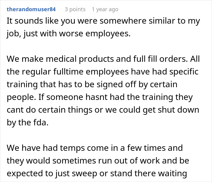 Reddit comment discussing management chewing out a worker for going the extra mile instead of thanking them.
