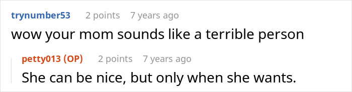 Screenshot of an online conversation where a mom refuses to defend her kid, leading someone to take matters into their own hands.
