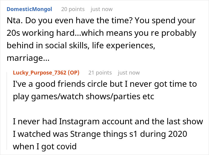 Screenshot of an online discussion where a couple pushes their son to be independent at 18 but faces shock over future support.
