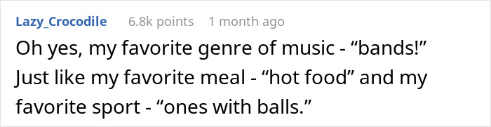 Screenshot of a social media comment about loving bands, relating to a woman buying concert tickets for her boyfriend&rsquo;s birthday.