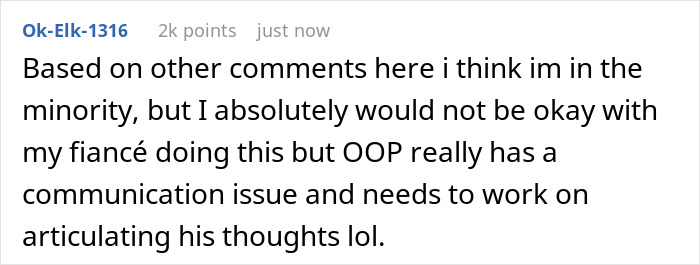 Screenshot of a forum comment discussing relationship communication issues after a girlfriend shares pierced topless pics.