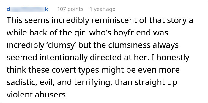 User comment discussing a man setting dangerous traps for his girlfriend, leading to her suspicion and breakup. User comment discussing a man setting dangerous traps for his girlfriend, leading to her suspicion and breakup.