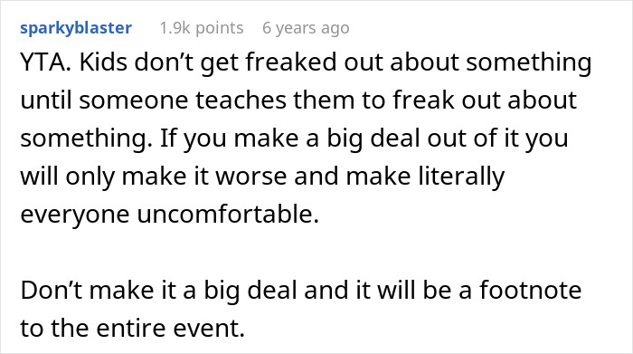 User comment discussing how making a big deal about open affection can make kids uncomfortable in a polyamorous family context.