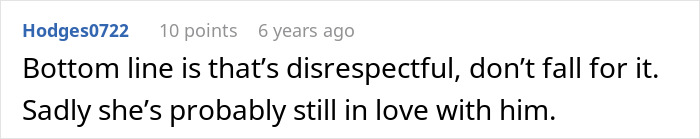 Comment discussing disrespect and unrequited love in a woman wanting unborn son named after late ex, drama ensuing. Comment discussing disrespect and unrequited love in a woman wanting unborn son named after late ex, drama ensuing.