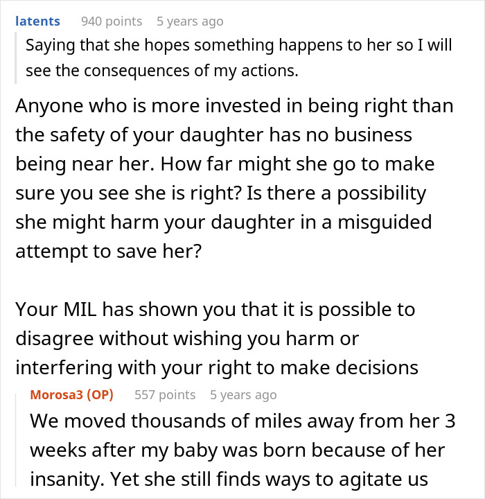 Text conversation about a woman&rsquo;s mom showing creepy behavior and concerns over her psychotic actions near her baby.