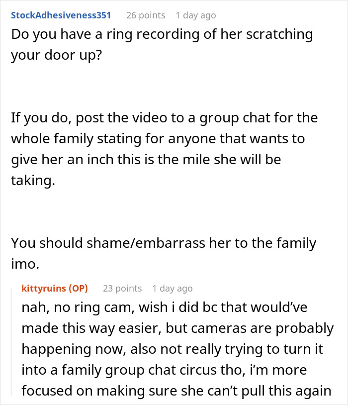 Reddit discussion about man forced to change locks and threaten sister with police after she abandons kids.