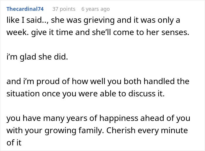 Comment discussing a woman wanting unborn son named after late ex who mistreated her, sparking drama. Comment discussing a woman wanting unborn son named after late ex who mistreated her, sparking drama.