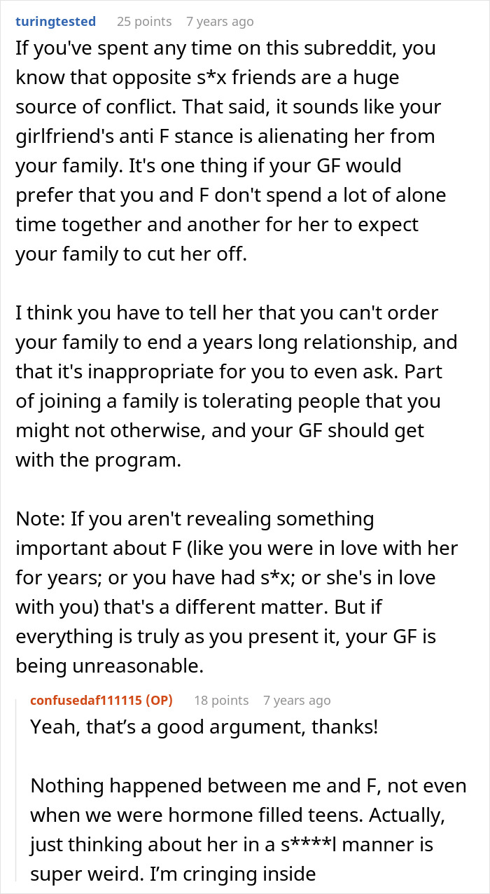 Reddit post discussing conflict when a woman breaks up after seeing how close his female friend is to his family. Reddit post discussing conflict when a woman breaks up after seeing how close his female friend is to his family.