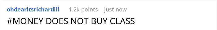 Text post reading #MONEY DOES NOT BUY CLASS in bold black font on a plain white background discussing low-class ex obsession.