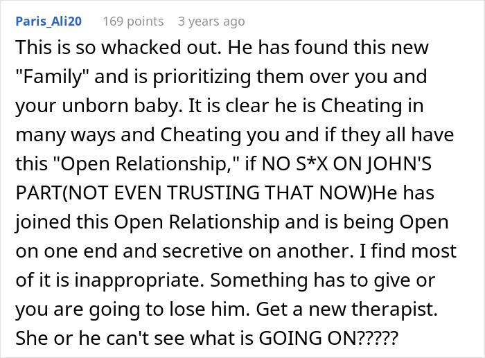 Comment discussing husband neglecting pregnant wife after choosing new family and prioritizing them over her and unborn baby.
