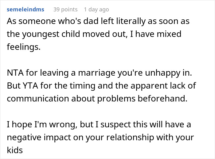 &ldquo;Starting Over&rdquo;: Man Divorces Wife Once Kids Move Out, And The Internet Has Opinions About It