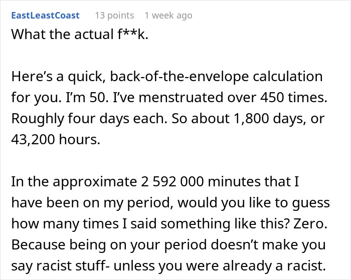 Reddit post challenges a GF expecting forgiveness after saying a racist thing in heat of moment, refuting excuses.