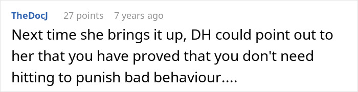 Um comentário do Reddit sugerindo um DH pode provar que nenhuma rebatida é necessária para punir o mau comportamento.