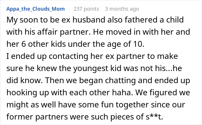 Text from an online post describing a husband asking his wife to raise his affair child while she deals with complex family issues. Text from an online post describing a husband asking his wife to raise his affair child while she deals with complex family issues.