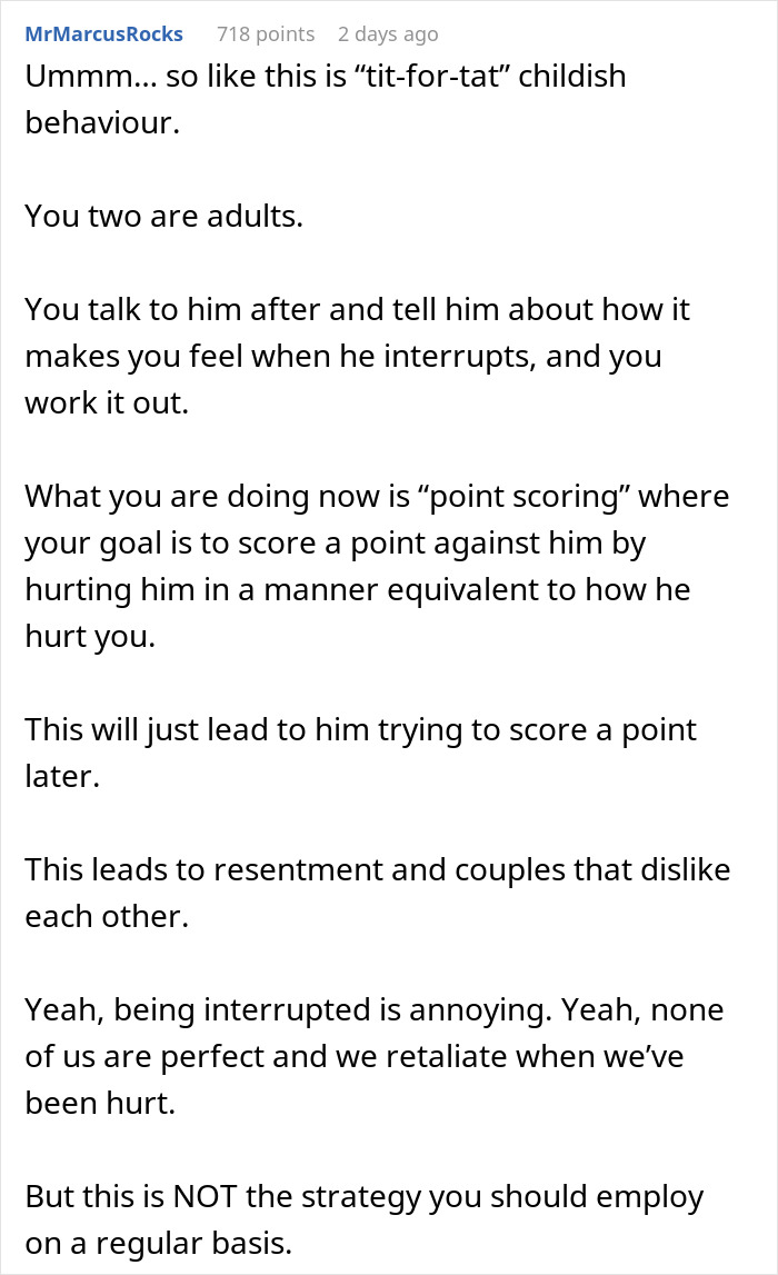 Man Upset Spouse Stopped Telling His Parents About Their Vacation Because He Interrupted Them Man Upset Spouse Stopped Telling His Parents About Their Vacation Because He Interrupted Them