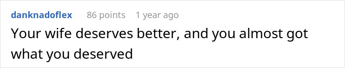 Screenshot of an online comment stating a harsh lesson learned by a cheater with no sympathy shown.