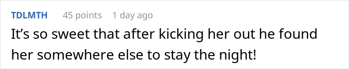 Screenshot of a comment about a man dealing with his friend&rsquo;s girlfriend living in his house after he kicks her out.