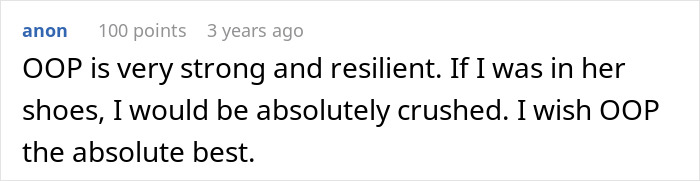 User comment praising strength and resilience after cheating