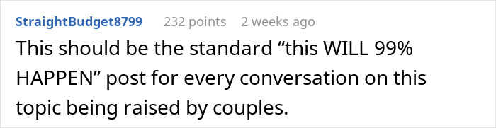 Comment from user StraightBudget8799 emphasizing the likelihood of outcomes in conversations about open marriage among couples. Comment from user StraightBudget8799 emphasizing the likelihood of outcomes in conversations about open marriage among couples.