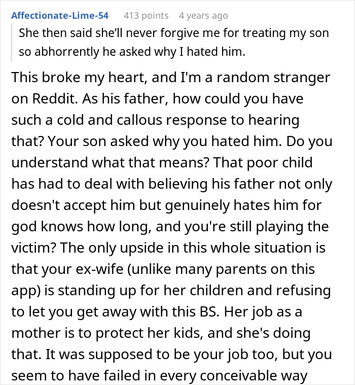 Reddit post detail: Affectionate-Lime-54 comment on a man losing his whole family due to a paternity test.